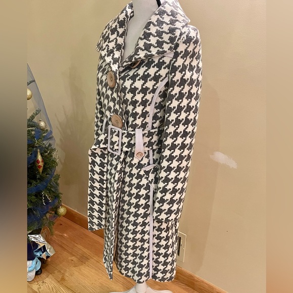 Women's blended wool/leather belted coat - Picture 11 of 15